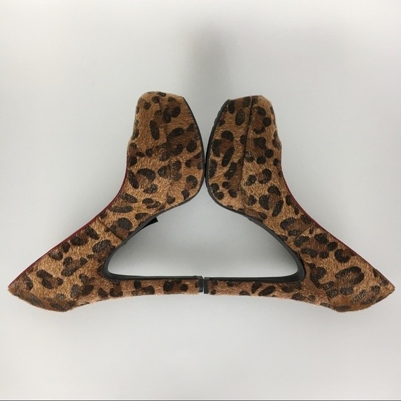 Pink & Pepper Womens Size 8.5 Pin Up Rockabilly Leopard Faux Fur Heels Pumps - Picture 7 of 9